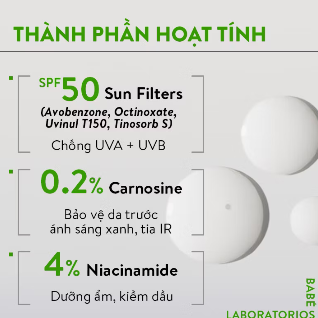 Kem chống nắng BABE Stop AKN Super Fluid Mattifying sunscreen SPF 50