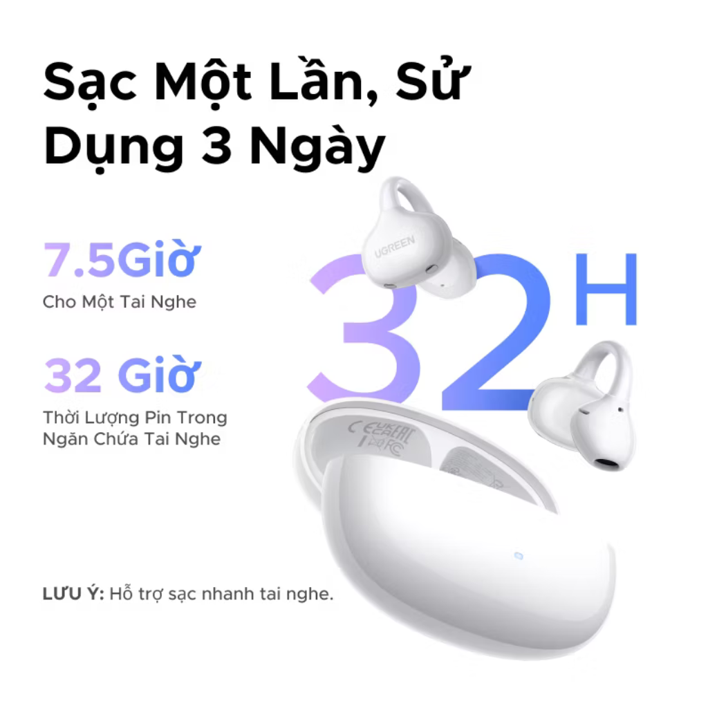 Tai nghe không dây Bluetooth 6.0 UGREEN ClipBuds Pro 