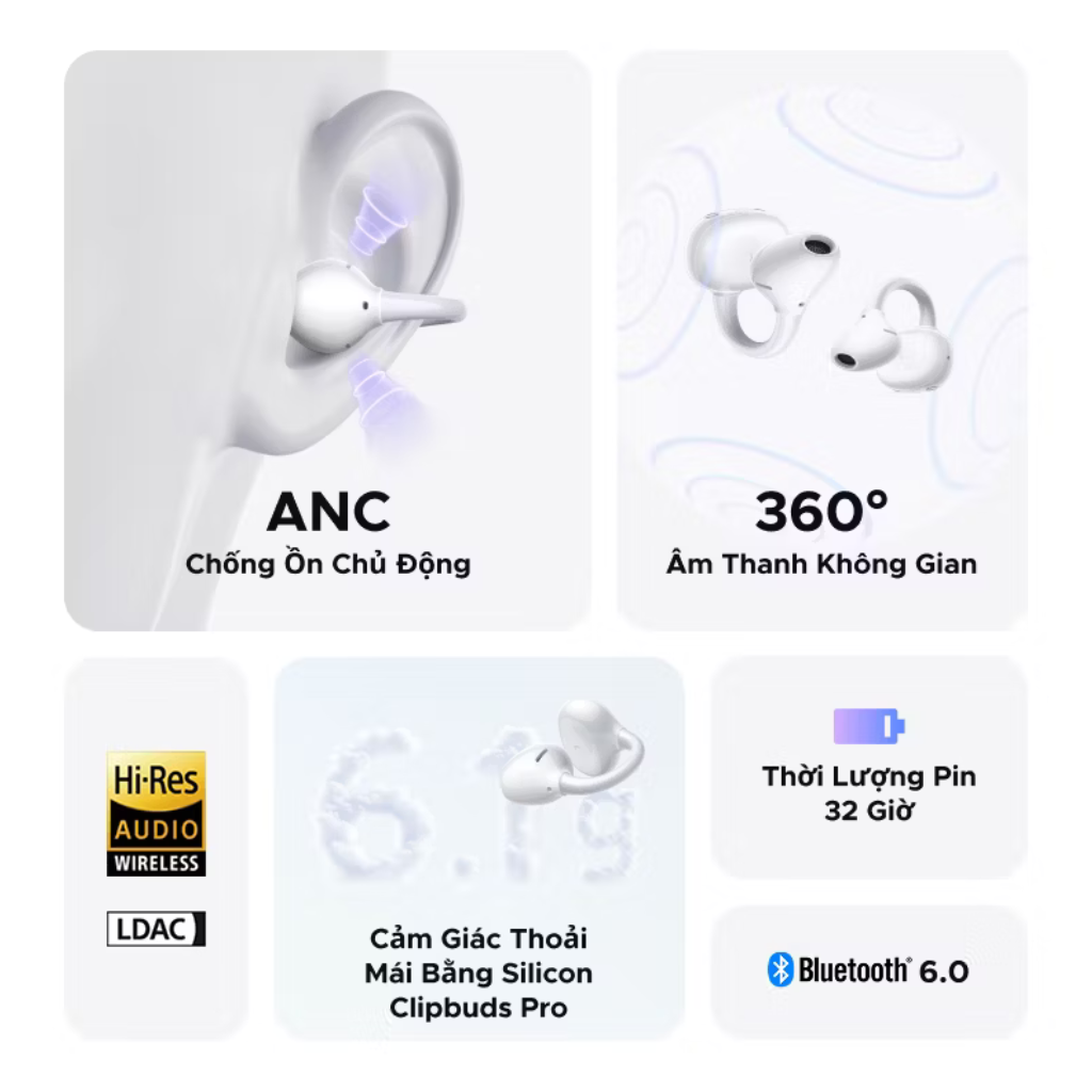 Tai nghe không dây Bluetooth 6.0 UGREEN ClipBuds Pro 